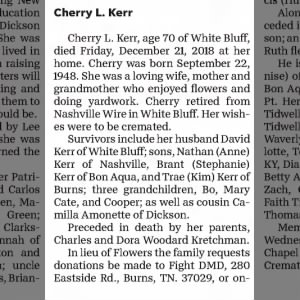 Obituary for Cherry L. Kerr