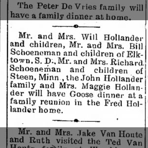 Fred Hollander family reunion  Nov 24, 1938