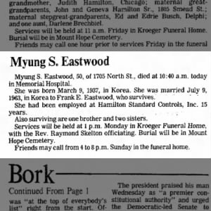 Obituary for Myung S. Eastwood