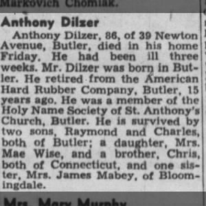 Obituary for Anthony Dilzer