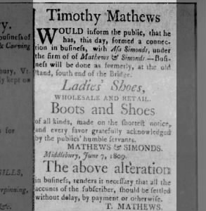 Timothy Mathews, shoe maker