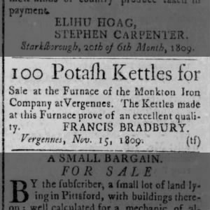 1810 Potash Kettles for sale MIC
