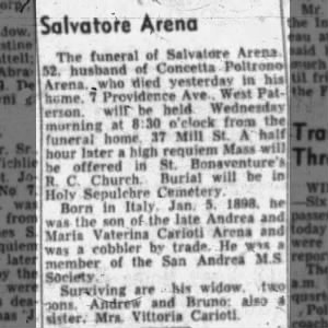 Obituary for Salvatore Arena