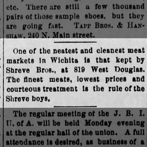1895_04_27. Shreve Market. Union Advocate (Wichita, Kansas).