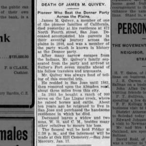 Death of James M. Quivey