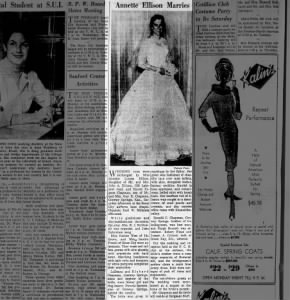 Marriage of Annette L. Ellison to Harold E. Chapman, Sioux City Journal, Sun. 24 Feb 1963, Page 14