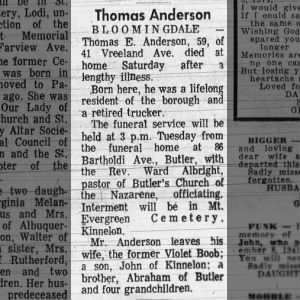 Obituary for Thomas E. Anderson