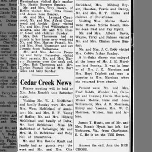 Cedar Creek News of Morrison family Mar 17, 1955 pg 6