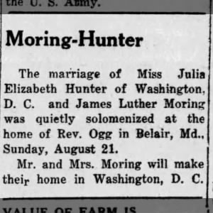 Marriage of Hunter / Moring