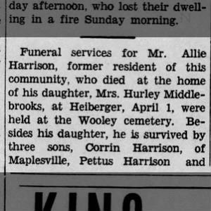 Obituary for Allie Harrison