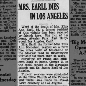 Obituary for Eliza Ann EARLL