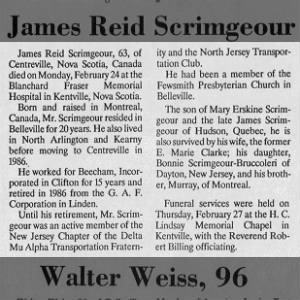 Obituary -  SCRIMGEOUR James   Reid