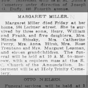 Obituary for MARGARET MILLER