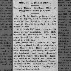 Obituary for M. L. DAVIS