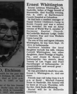 Obituary for Ernest Littleton Whittington