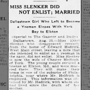 1918 Slenker Did Not Enlist