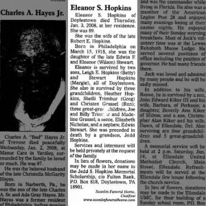 Obituary for Eleanor S. Hopkins