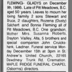 Obituary for  FLEMING - GLADYS