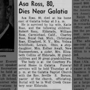 Obituary for Asa Ross