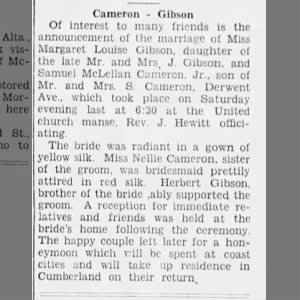 Marriage of Gibson / Cameron