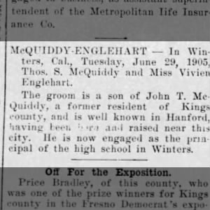 Marriage of McQuiddy / Engleharl