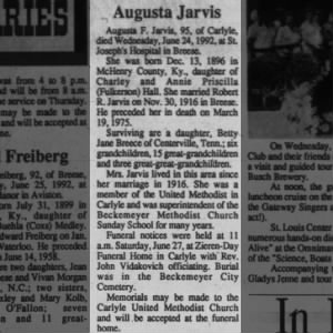 Obituary for Augusta Jarvis