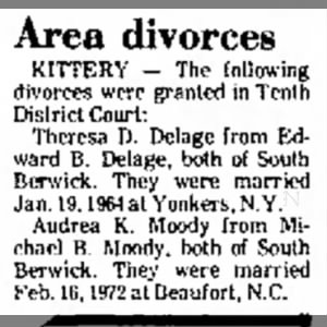 Audrey Michael Moody Divorce May 4,1977