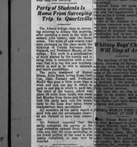 1922 11 21 LONE STAR MINE, Quartzville road survey, The Albany Democrat,P1,C1,Bot,V35,No144-SRM