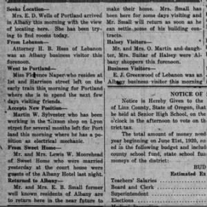 1919-11-6 Elbert & Emma to return to Albany