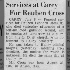 Obituary for Reuben Leonard Cross