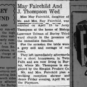 Marriage of Fairchild / Thompson