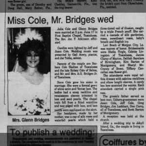 Glann Bridges weds Julia Cole