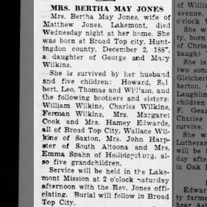 Obituary for Bertha May MAY