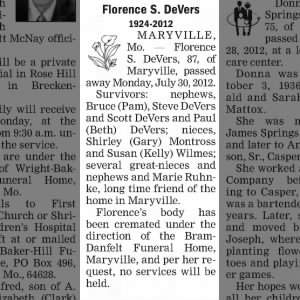 Obituary for Florence S. DeVers