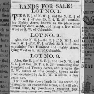 John Webb land in Henry Co AL May 25 1861