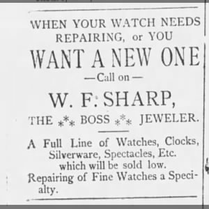 W.F. Sharp Jeweler, 1890 Pineville, MO