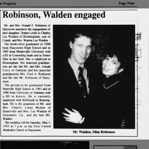 Marriage of Robinson / Walden