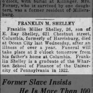 Obituary for Franklin Miller SHELLEY