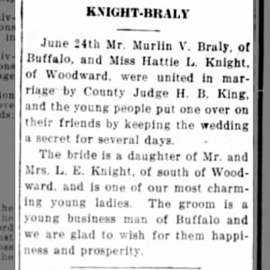 Marriage of Braly / Knight