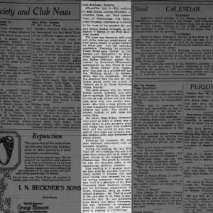 Norma Lavinia Gilbreath and Paul Jackson Viall marriage, Johnson City Chronicle (TN) 3 Jul 1927 pg 7