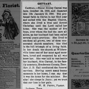 Obituary for Ridley Carnal