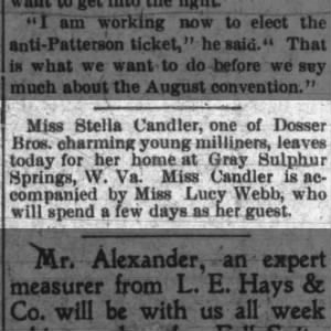 Stella Candler 1910 newspaper clipping