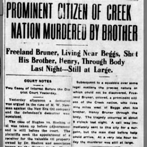 Prominent Citizen of Creek Nation Murdered by Brother 