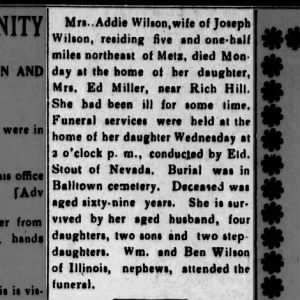 Obituary for Addie Wilson