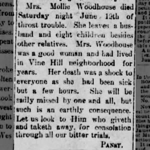 Mollie Woodhouse died
