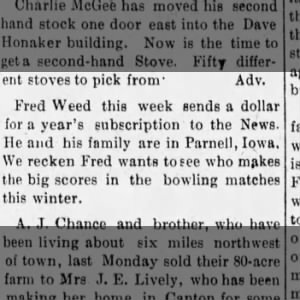 Fred buys subscription from Parnell, Iowa