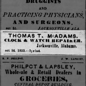 Thomas T. McAdams Clock & Watch Repairer [1855]