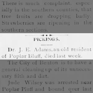 Dr. J E Adams of Poplar Bluff
