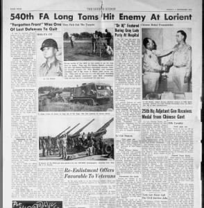 540th FA WWII action & history 