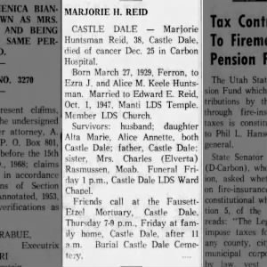 Obituary for Marjorie Huntsman Reid